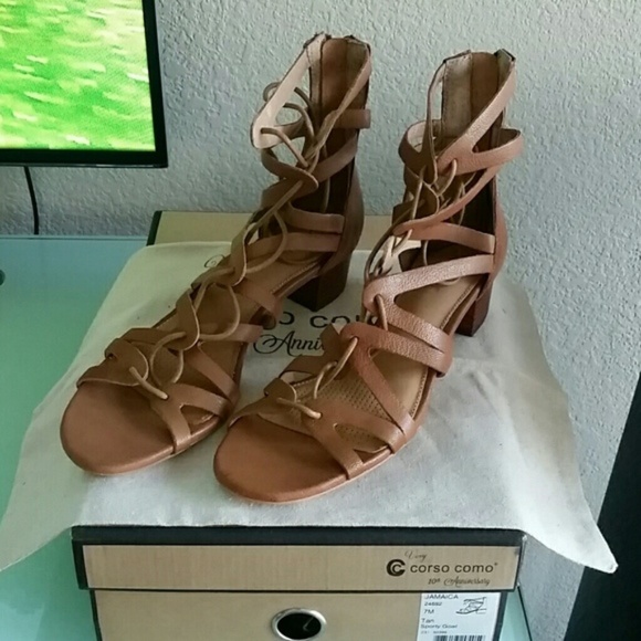 Anthropologie Corso Como Jamaica Gladiator Sandals Tan Leather - Picture 4 of 5